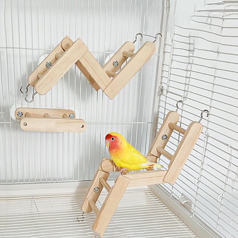 Bird Cage Ladder Wooden Climbing Ladder For Parrots Multipurpose Beak Grinding Toys Bird Climbing Toys For Standing Climbing