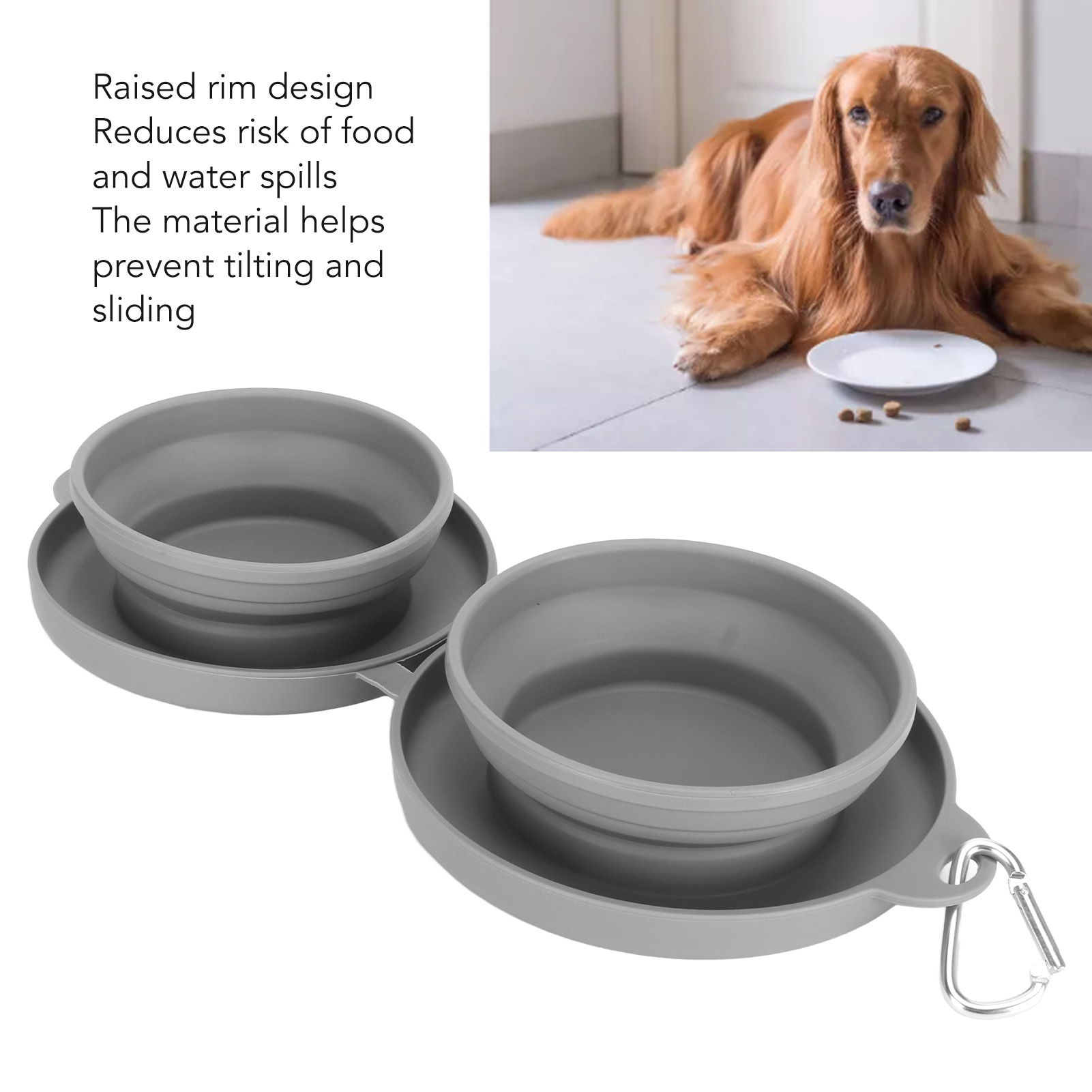 Collapsible Dog Bowls BPA Free Food Grade Silicone 2 In 1 Expandable Pet Food Water Bowl For Travel