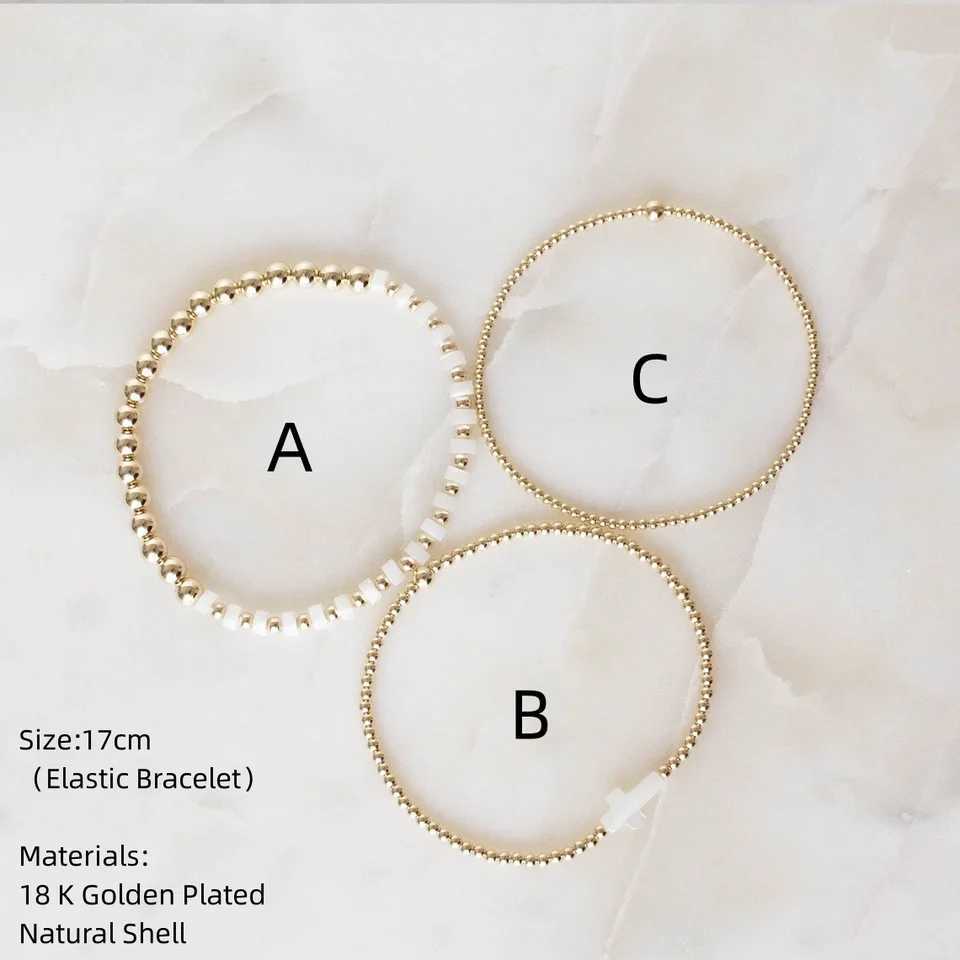 Charm Bracelets Vlen Natural Shell Christian Cross Bracelet Womens Fashion Jewelry 18K Gold Plated Bead Bracelet Beads Pulseras Unprinted Good Product