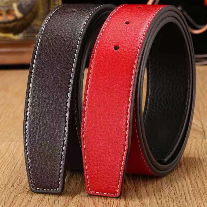 No Buckle High Quality Luxury Leather Men Belts Male Belts 3.8Cm Width H Belts Strip With Holes Jeans Accessories Waistband NewX240914