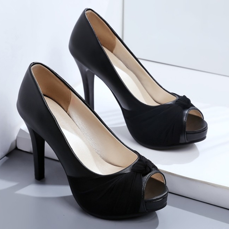 2025 new Women's Elegant Pumps High Heels Dress Pump Peep Toe Sweet Pink Gray Nude Working Party Wedding Shoes Female Spring 4f5f