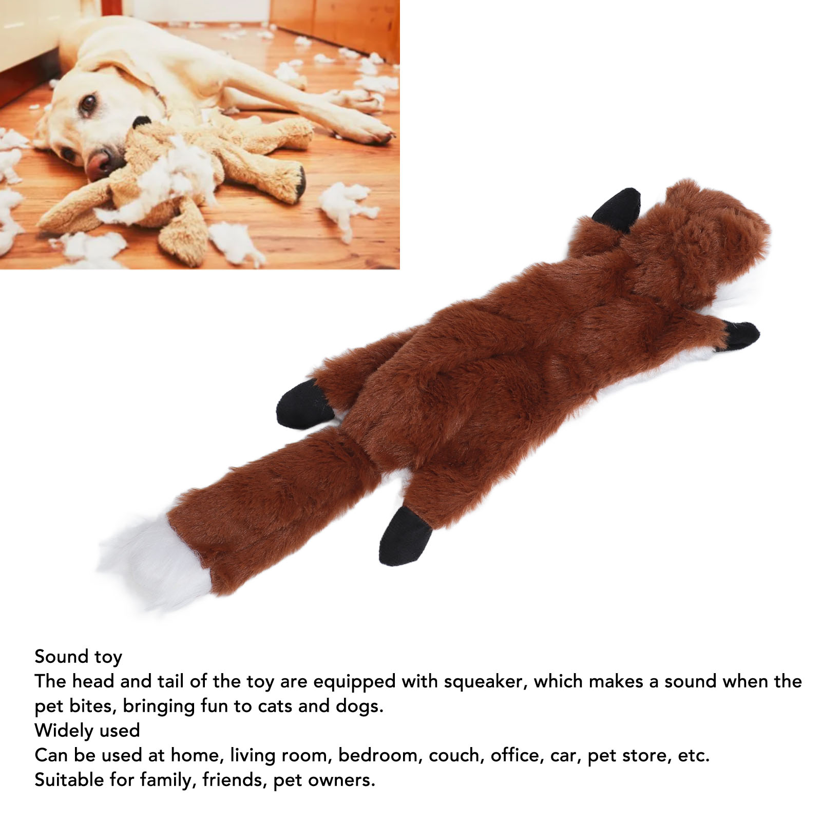 Plush Chewing Toy for Dogs and Cats, Interactive, Anxiety Reduction, Squeaky Toy, Soft, Bite Resistant, Teeth Cleaning