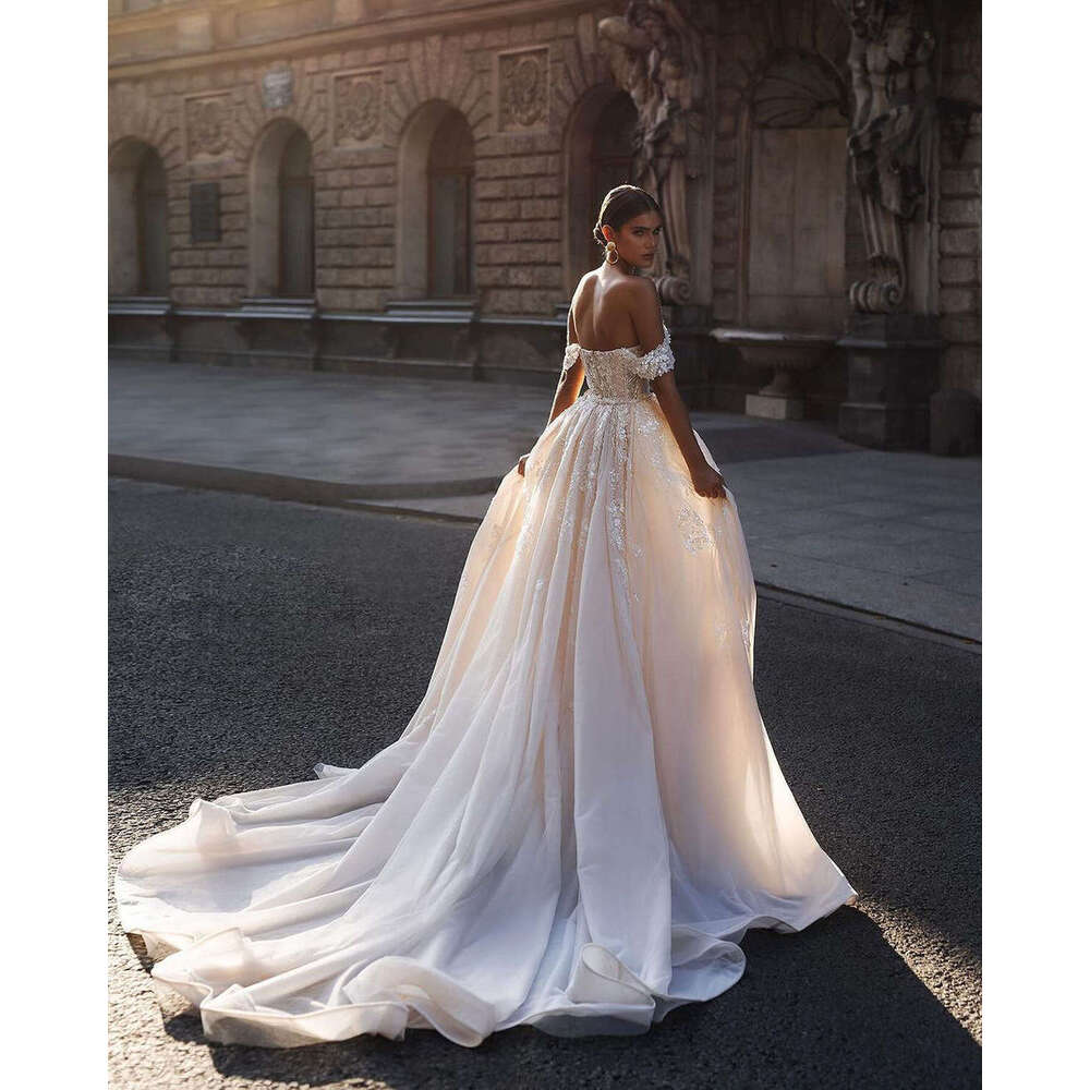 ful Dresses Off The Shoulder Appliques Sequined or-Length Bride Wedding Dress Vestido de novia Custom Made