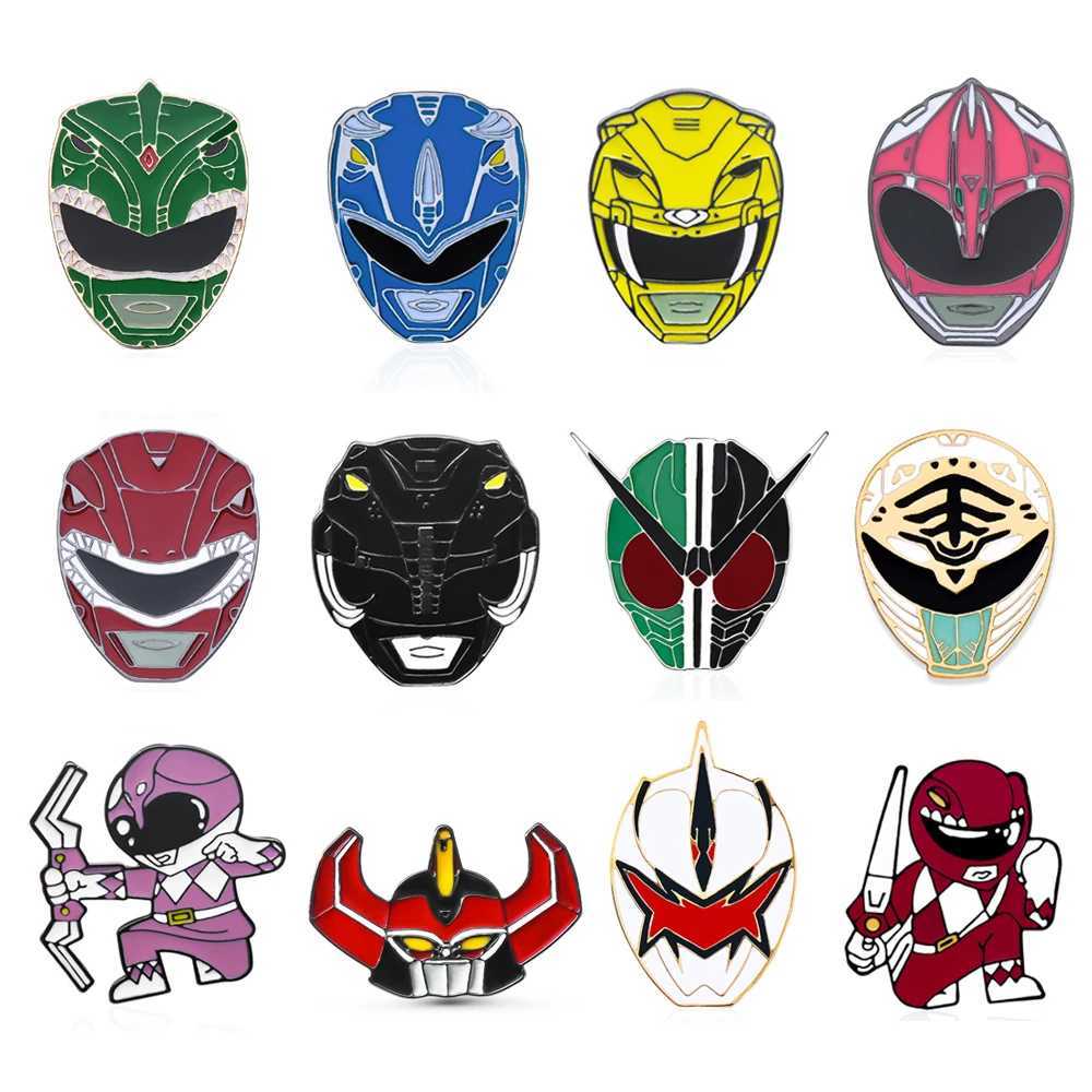 Power Dinosaur Rangers Enamel Pin Color Battle Suit Combat Helmet Lapel Badge Classic Cartoon Jewelry Collection WholesaleX240914