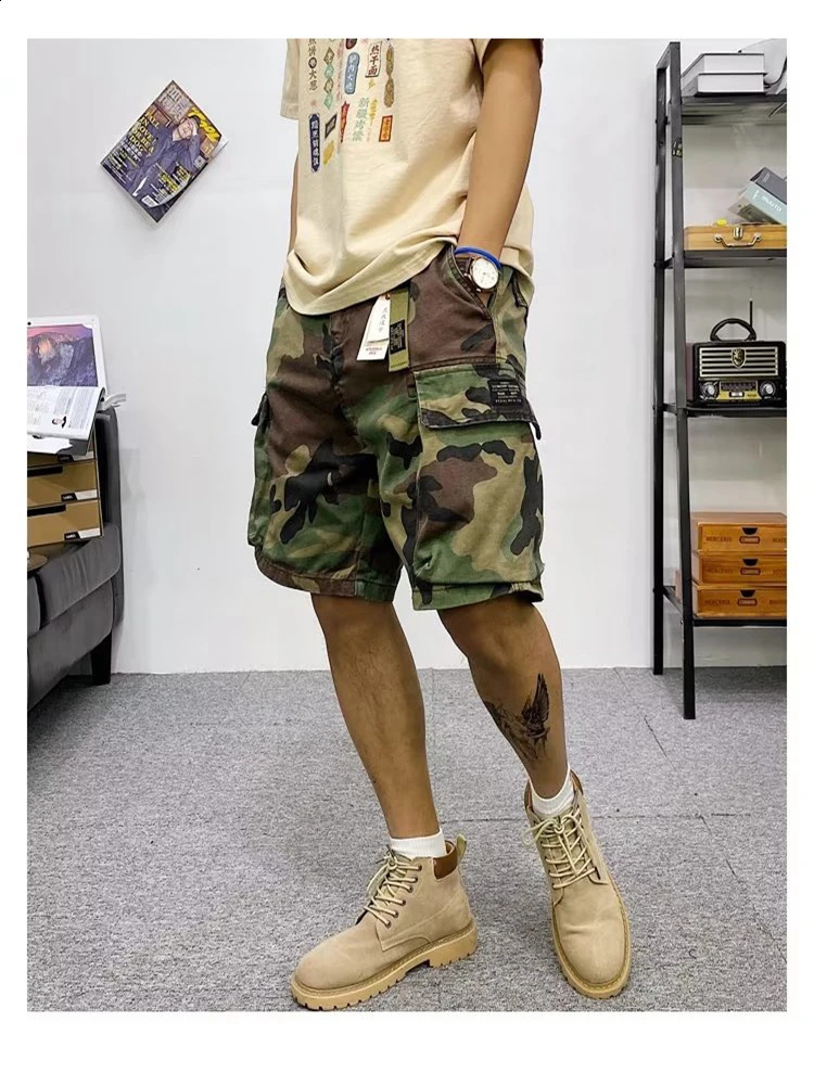 Cargo Shorts Mens Summer Cotton Army Tactical Camouflage Multipocket Casual Short Pants Loose Military Men 2023 240913