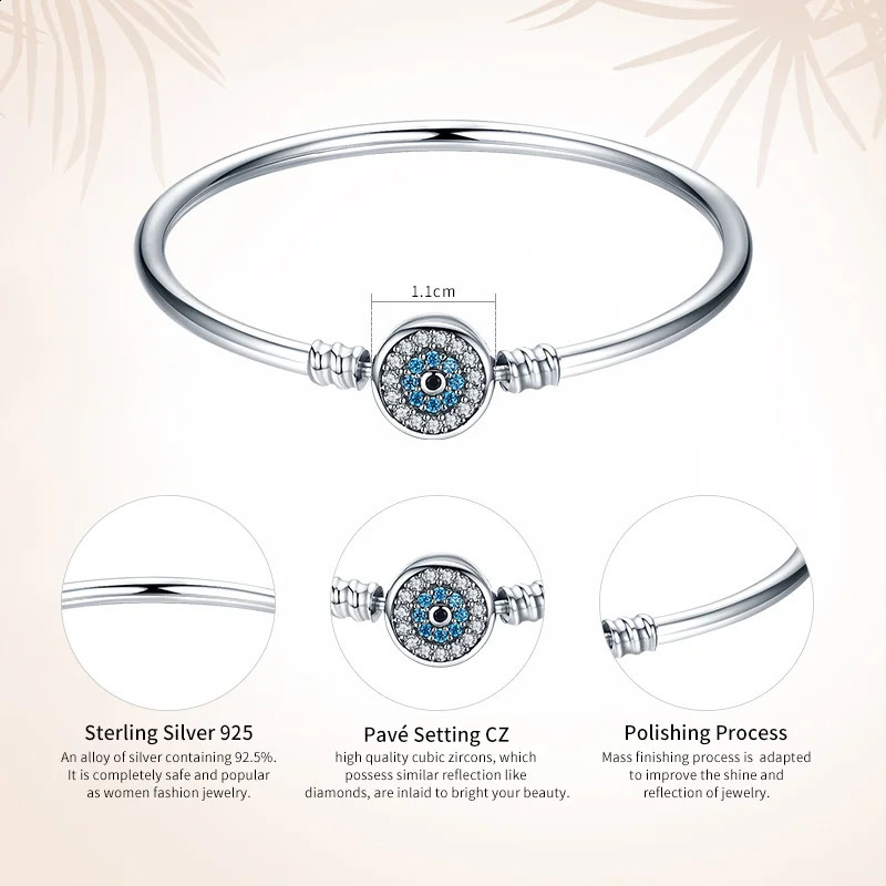 WOSTU 100% 925 Sterling Silver The Eye Of Samsara Bangle For Women Fit DIY Charm Bracelets Fashion Jewelry CQB012 240910
