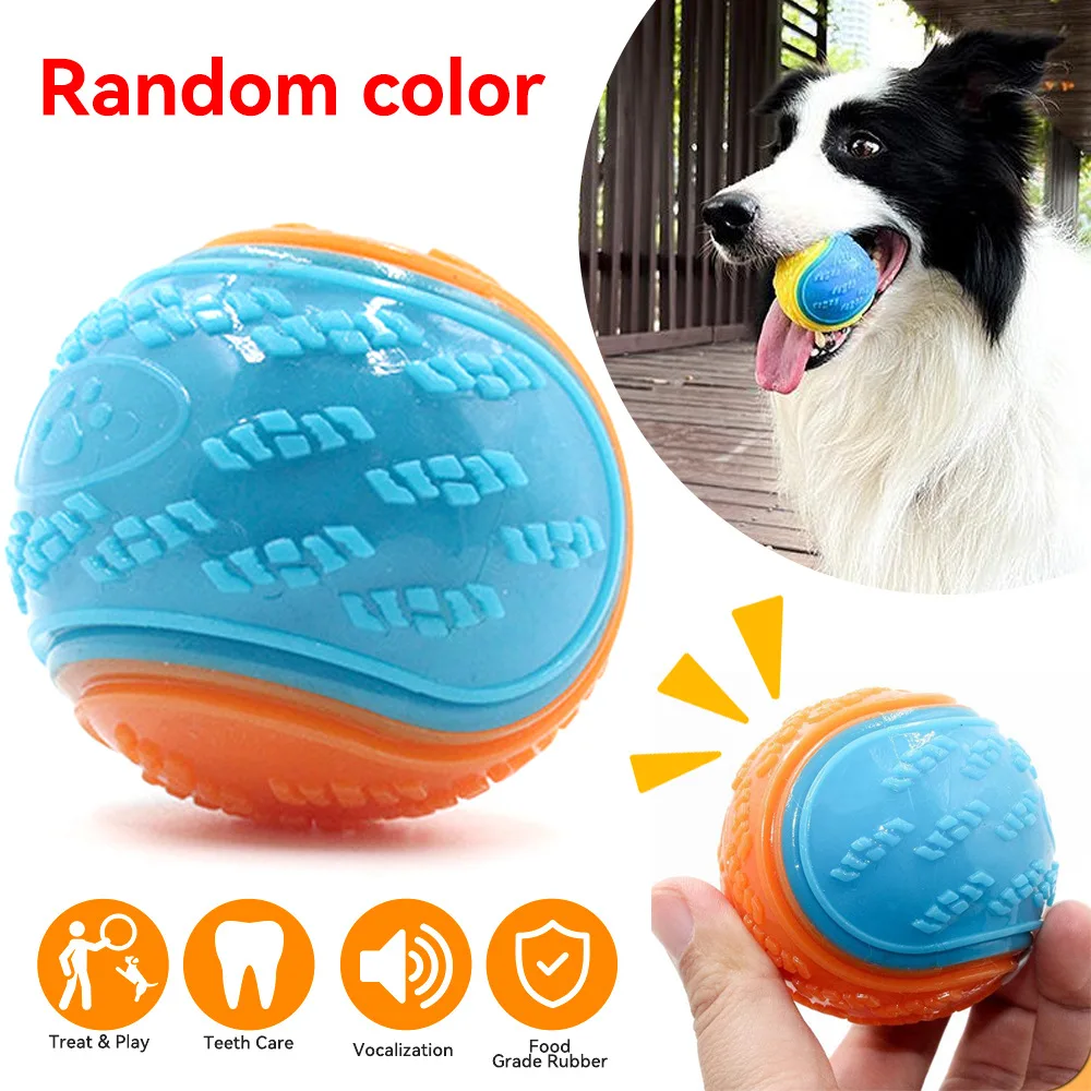 Dog Squeaky Toys Balls Strong Rubber Durable Bouncy Chew Ball Bite Resistant Puppy Training Sound Toy Teeth Clean Pet Supplies