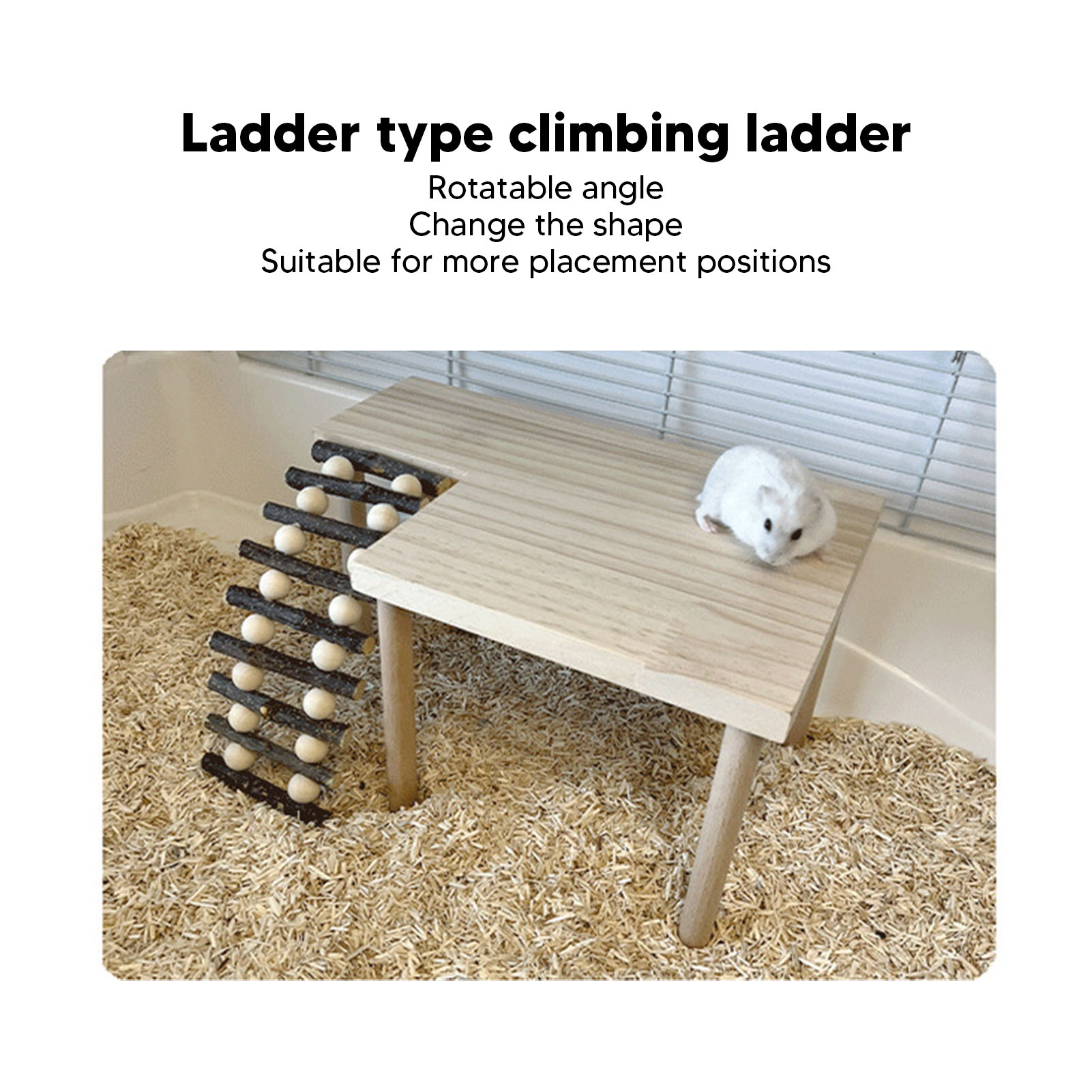 Hamster Climbing Platform 2 Layer Landscaping Natural Wooden Hamster Playing Activity Platform With Ladder