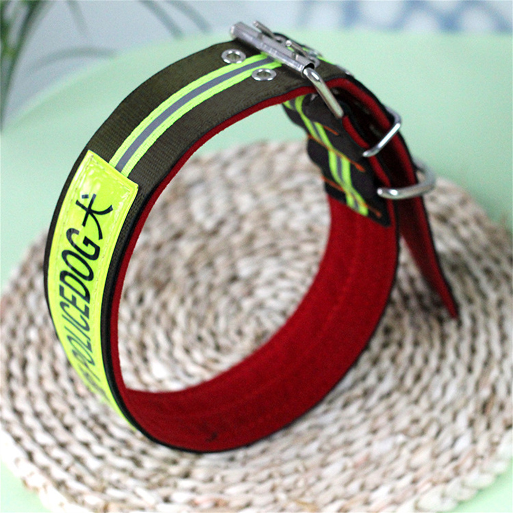 Large Dog Collar Reflective Double-row Buttonhole Heavy-duty Nylon Dog Collar with Metal D Buckle Comfortable and Wear-resistant