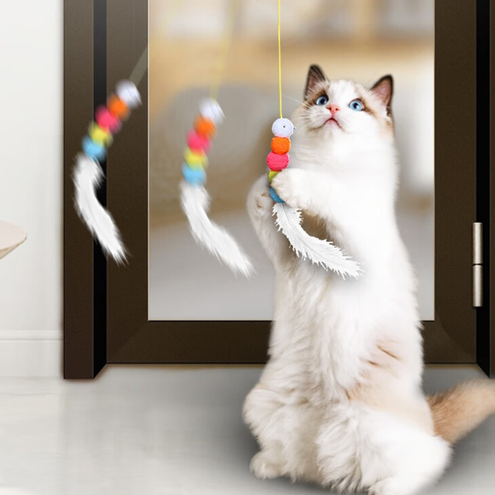 Cat Teaser Toys Interactive Fun Relieve Boredom Hanging Kitten Toys With Bell For Indoor Home