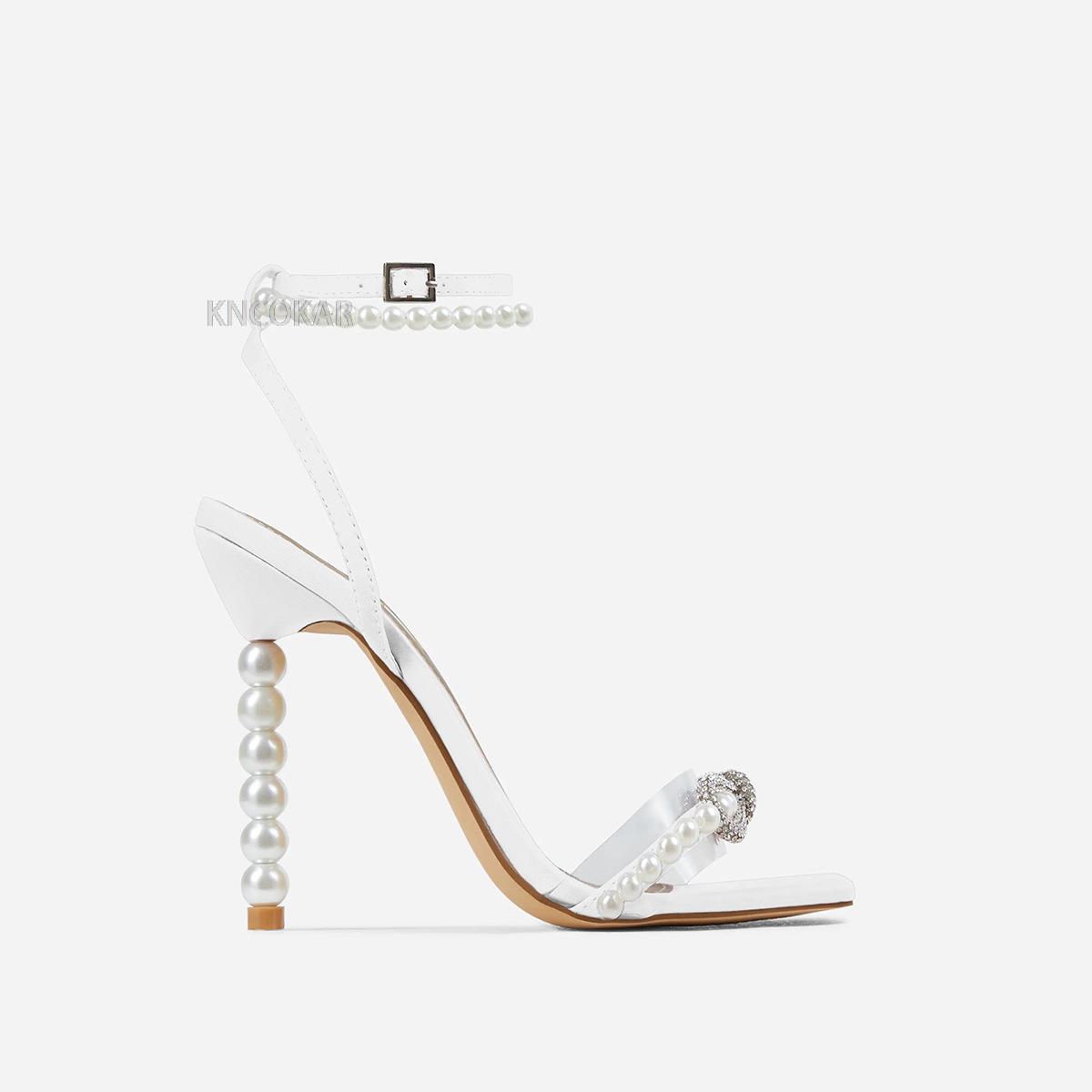 Women High Heels Summer Sandals Pearl Butterfly-Knot Women Pumps Thin Heels Party Office Lady Wedding Shoes Women Sandals