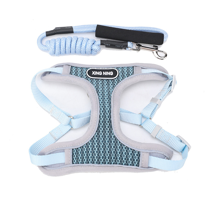 Pet Harness and Leash Set Adjustable Mesh Vest-style Cat Harness & Comfortable Foam Handle Leash for Cat Puppy Running Training