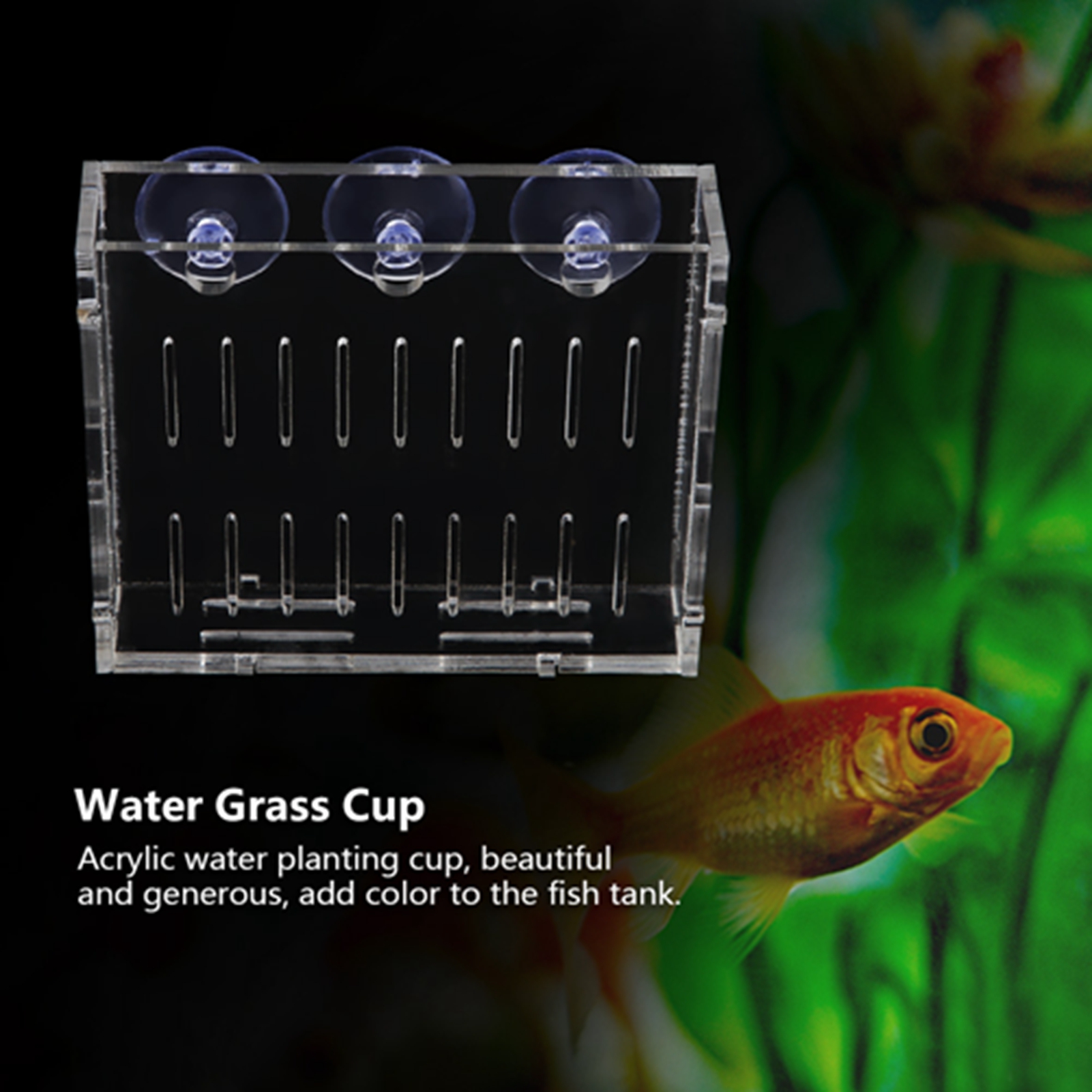 Aquarium Plant Water Grass Cup, Landscape Plants Cultivation Basin, W/ Suction Cups