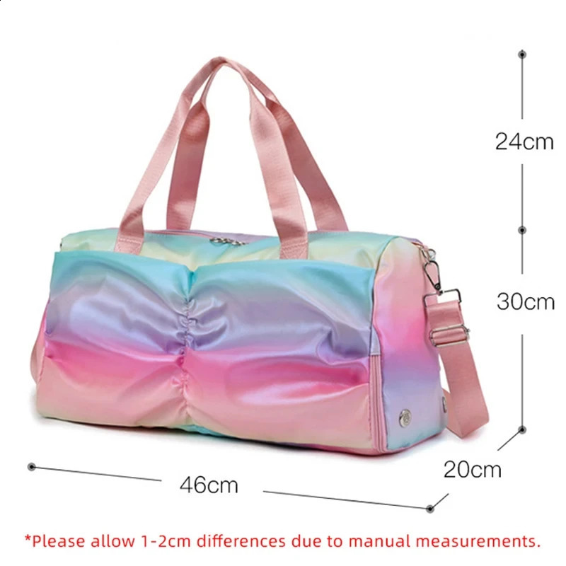 Rainbow Colorful Gym Bag Womens Handbags Travel Fitness Sports Girls Duffel Yoga Shoes Shoulder Bag Waterproof Dry Wet Pocket 240914