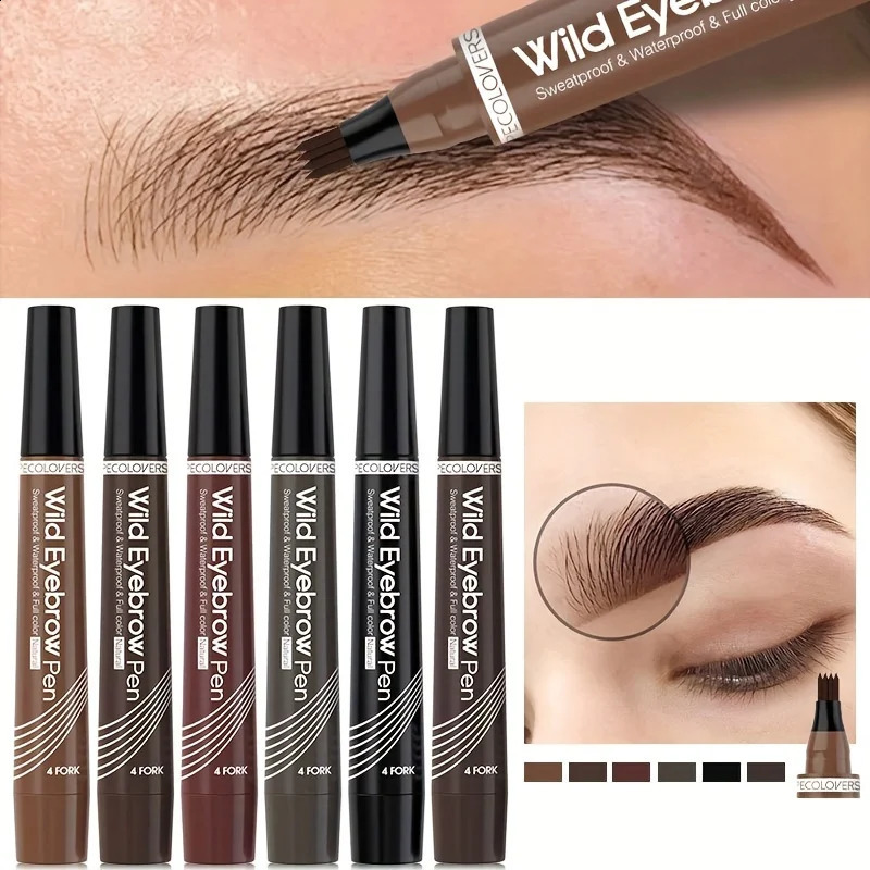 4 Forks Eye Brow Pen 5 Color Natural Matte Liquid Tint Makeup Long Lasting Waterproof Eyebrow Smudge Proof Cosmetic 240914