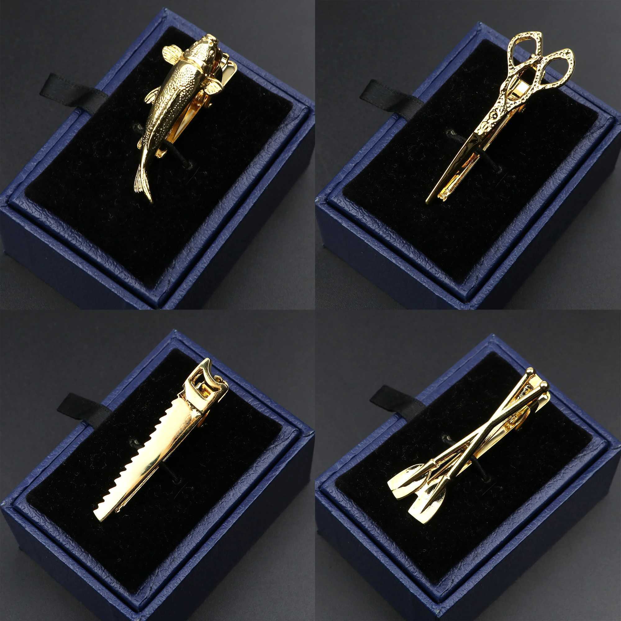 New Tie Clips Senior Men Jewelry Classic Mens Metal Necktie Saw Simple Pen Wing Shark Scissors Airplane Ties Pin Gifts For ManX240914