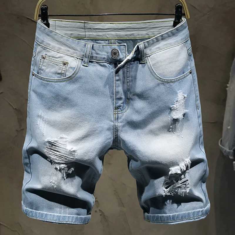 Personalized Beggar Denim Short Jeans Broken Copper Middle Pants Mens Cowboy Shorts Trendy Summer Thin Street Wear ShortsX240914