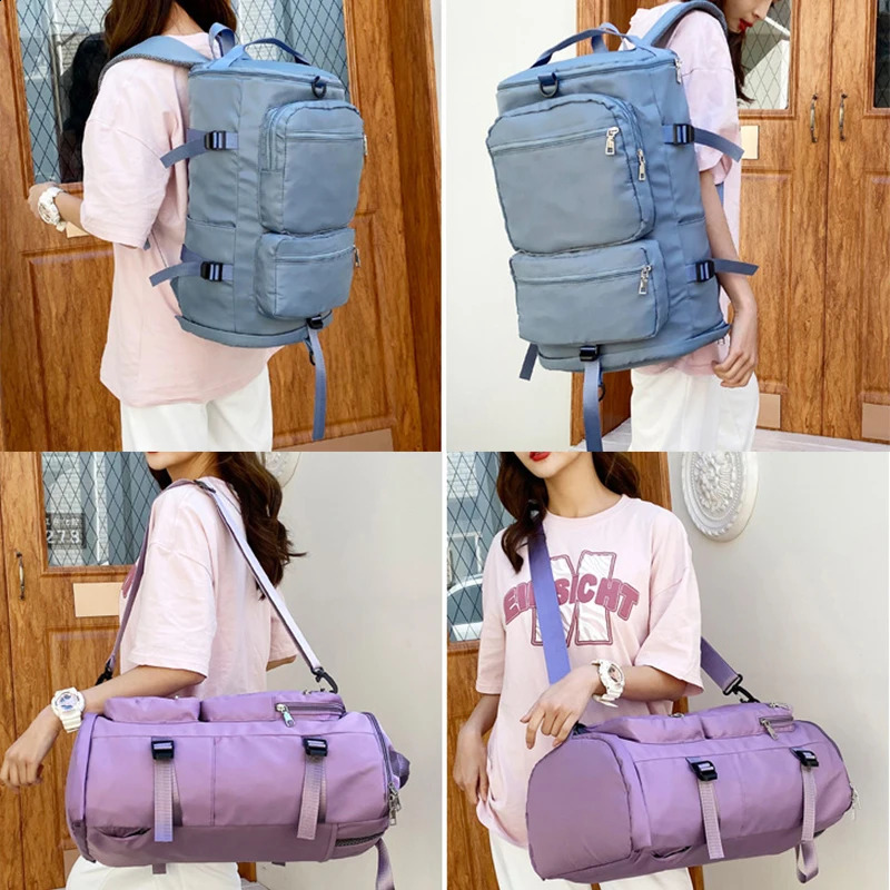 IKE MARTI Large Capacity Womens Shoulder Travel Backpack Weekend Sports Yoga Luggage Zipper Bag Multi functional Cross body 240911