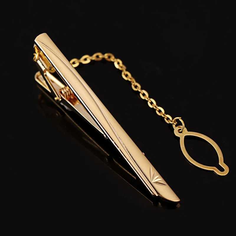 Tie Clip For Men Metal Gold Vintage Chain Luxury Business Ties Bar Pin Clip For Necktie Man Shirt Accessories Party Wedding GiftX240914