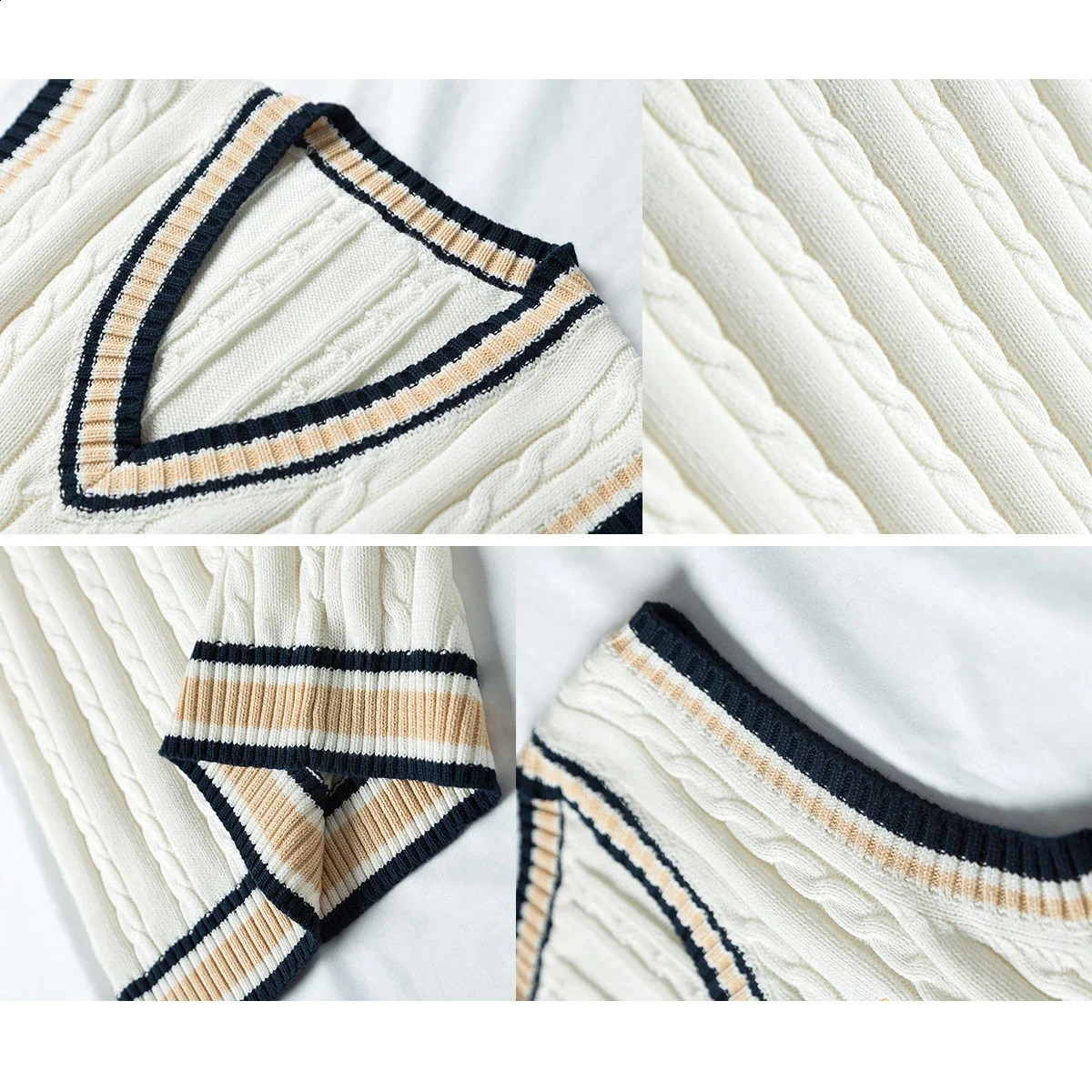 Sweater Vest Men Thicken V-neck Sleeveless Knitted Sweaters Vests Striped Retro Preppy-style Simple Chic Loose Casual All-match 240924