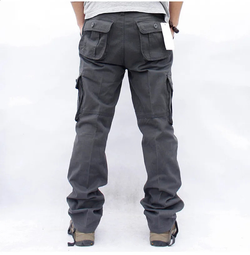 Mens Cargo Pants Casual Cotton Multi Pockets Military Tactical Pants Overalls Army Straight Slacks Long Trousers Plus Size 44 240911