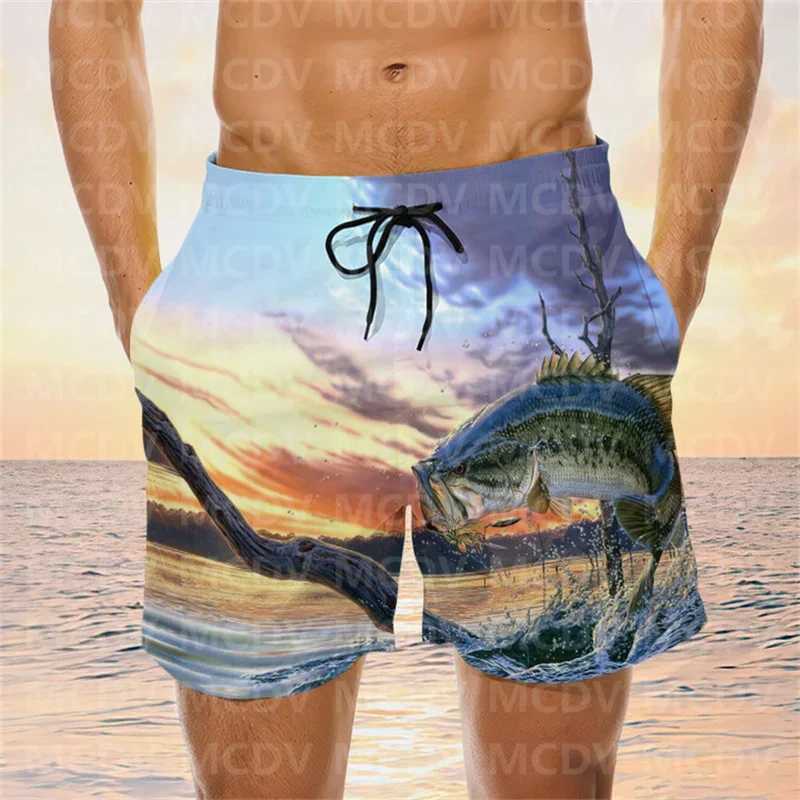 Funny Men Fishing Beach Shorts Bass Fishing Shorts Swim Shorts Y240914