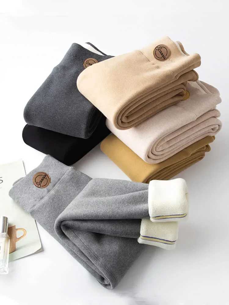 Oatmeal High Waist Leggins for Women Extra-thick Lamb Cashmere Warm Leggings for Women Autumn/Winter Cotton Wool Black LeggingsX240914