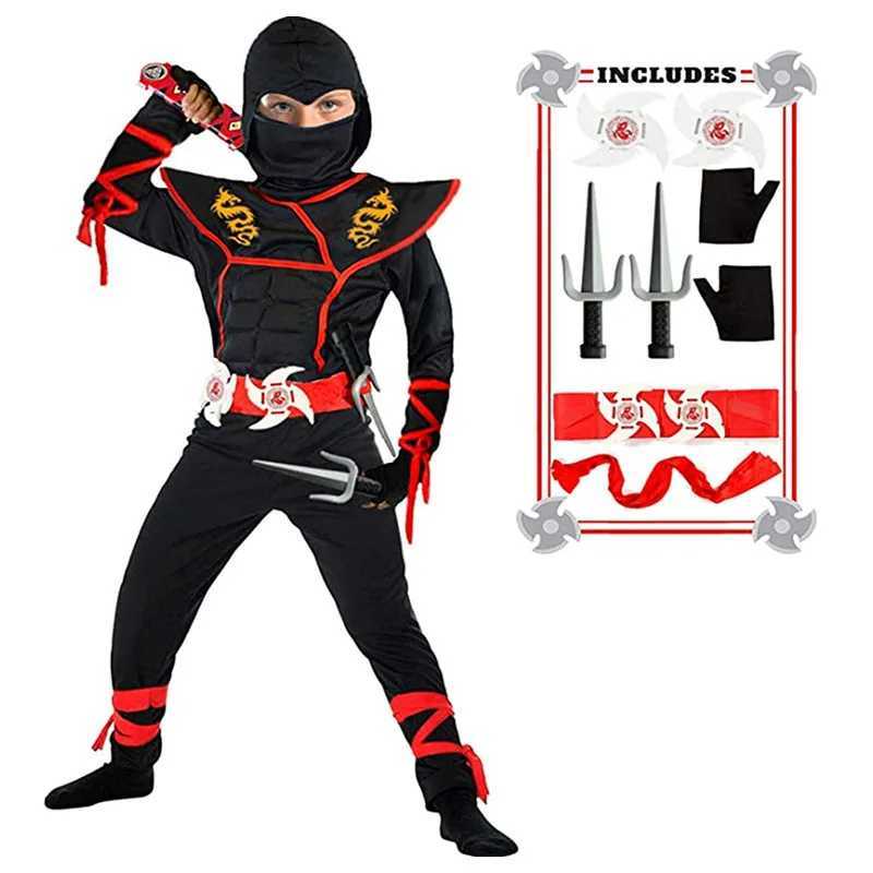 Red Ninja Costume Boy Halloween Japanese Samurai Costume Kid Ninja Jumpsuit with Ninja Foam Accessories Best Children Gift W250117