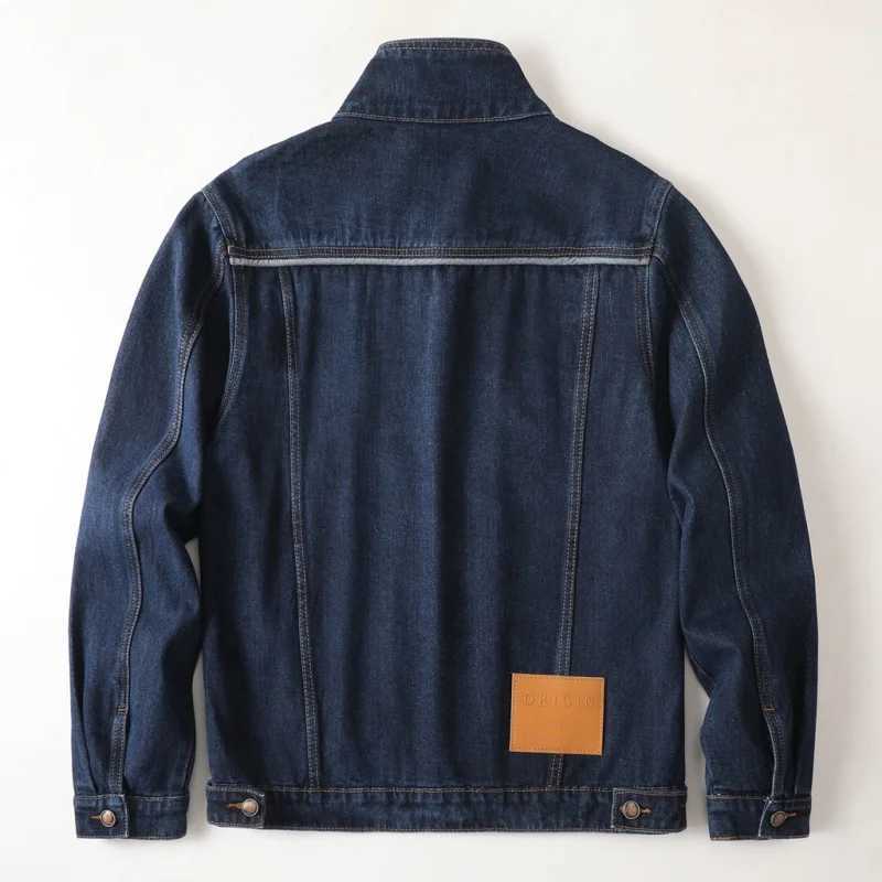 2024 autumn and winter new high-end American retro loose jacket personalized splicing mens denim top blue plus size mens clothi W240914