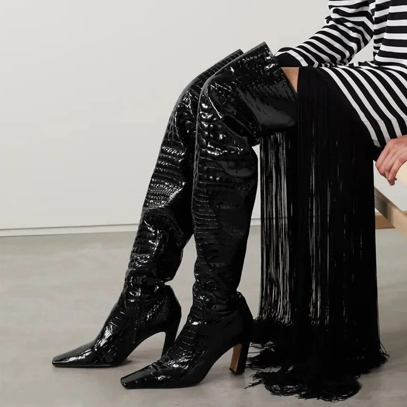 2025 new JOZHAMTA Size 34-43 2025 Autumn Winter Women Over Knee-High Pointed Toe Real Leather Heels Office Lady Shoes Woman Boots