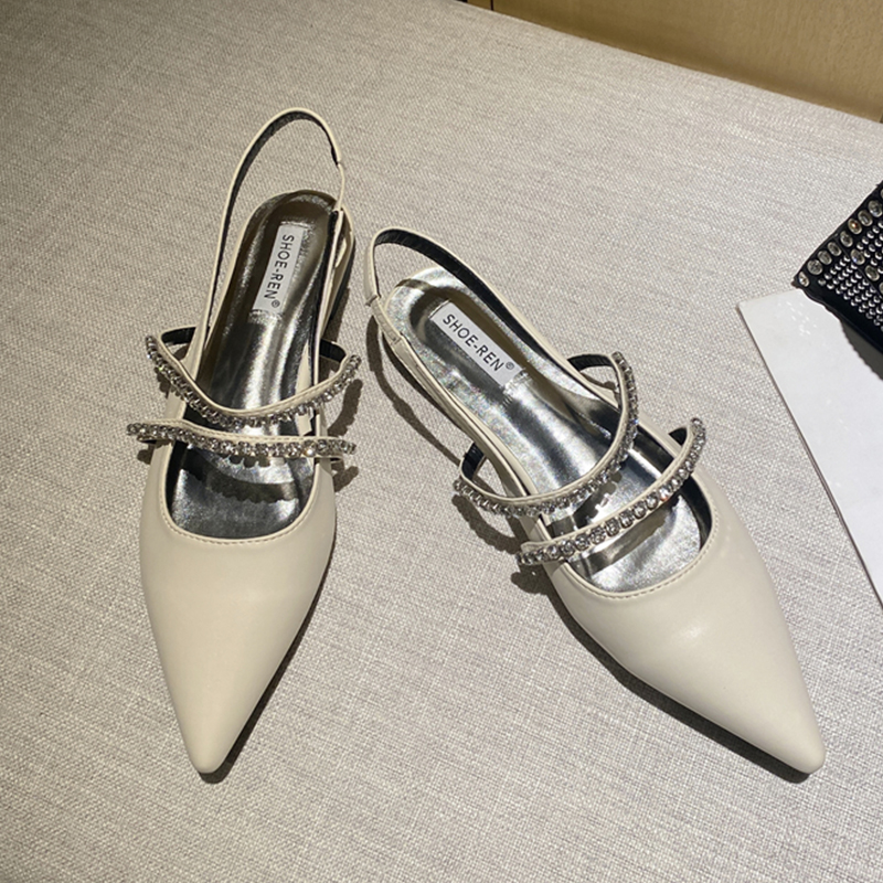 2025 new Rhies Fashion Pointed Toe Ladies Flats Female Casual Sgback Sandals Women Flat With Shoes Slides ac77