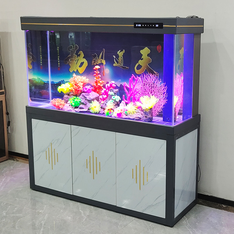 Super white glass aquarium Aquarium large living room live fish tank Marine Fish Tanks Farm Aquaculture new