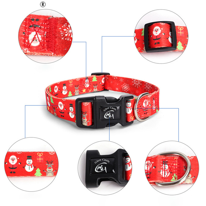 Christmas Pet Collar,Adjustable Dog Collar Christmas Tree Snowman Print Pattern Pet Supplies for Large, Medium，Small Dogs & Cats