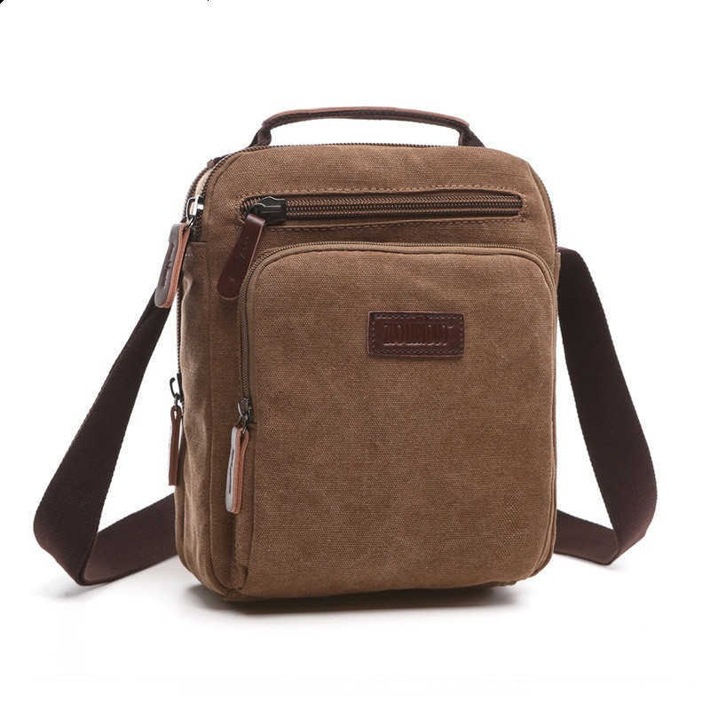 Men's bag, single shoulder crossbody bag, solid color zipper handbag, fashionable casual canvas bag 240915