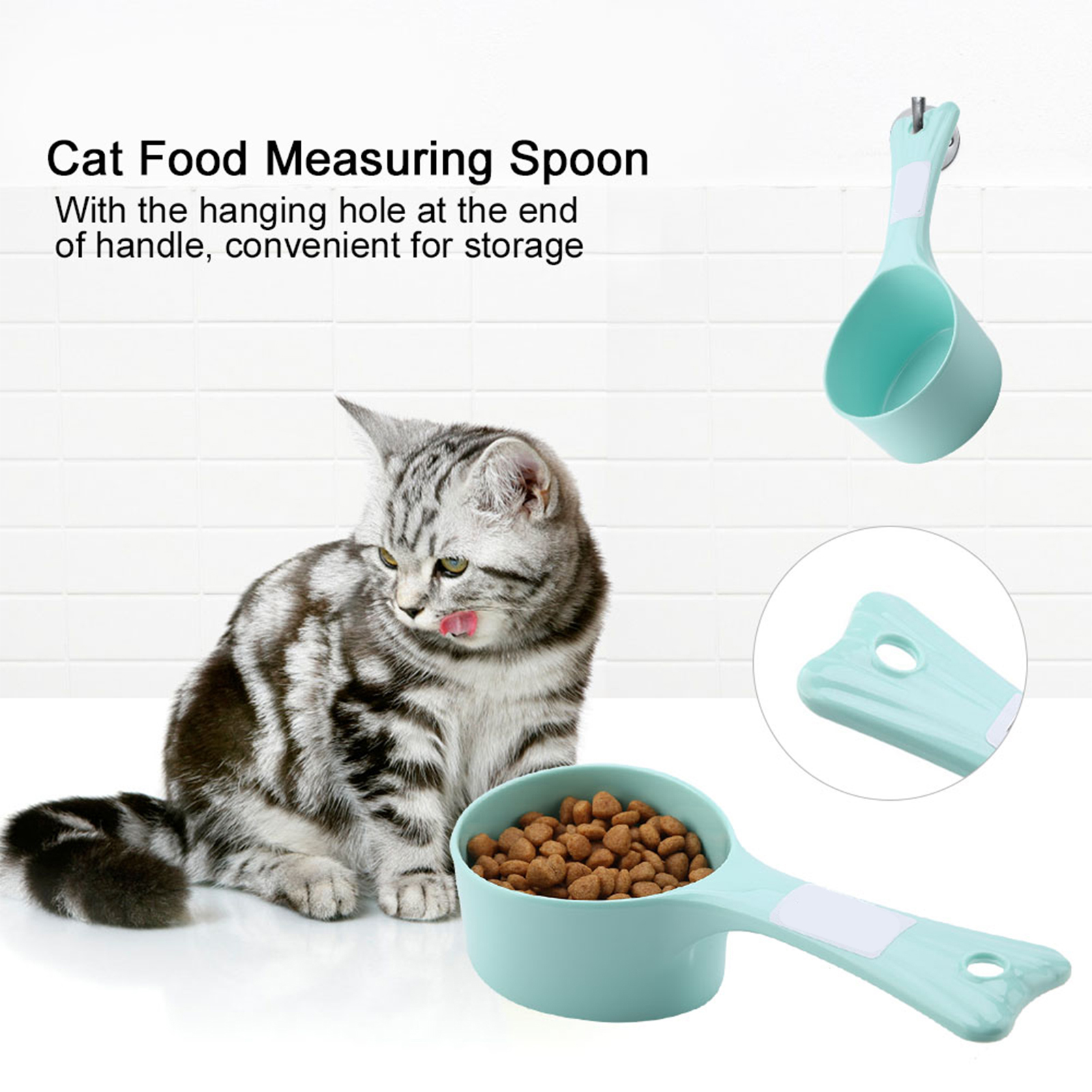 Pet Cat Food Measuring Spoon Cup Safe Dog Feeding Kitchen Plastic Scoop