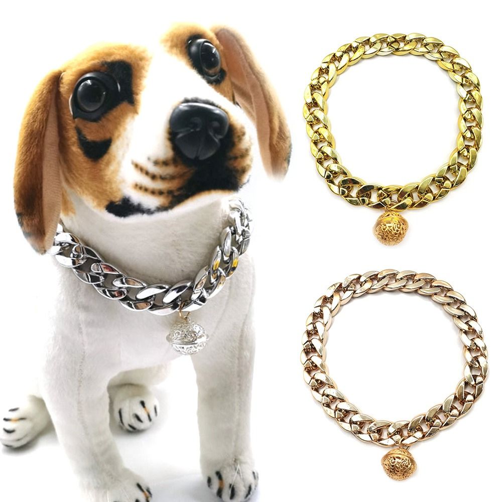 Pet Dog Collar Cuban Chain Dog Chain Dog Collar Lock Gold Silver Dog Chain French Bulldog Pitbull Collar