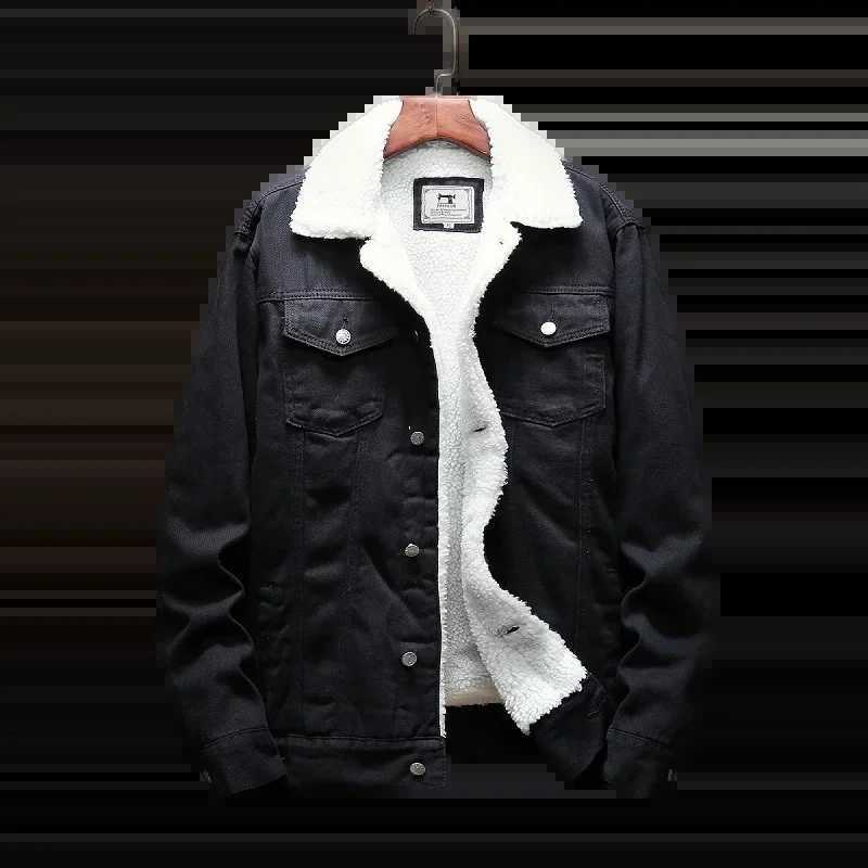 Autumn and winter new denim jacket mens thick jacket loose and loose cotton casual denim clothing W240914