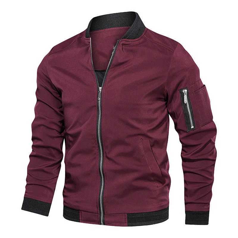 Spring and autumn mens bomber jacket casual lightweight jacket mens sports windproof jacket with pockets clothing zipper jacket W240914