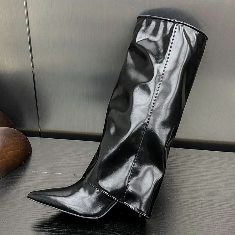 Designer Slip On Footwear Ladies Modern Knee High With Thin Heels Fashion Pointed Toe Women Western Long Boots Shoes