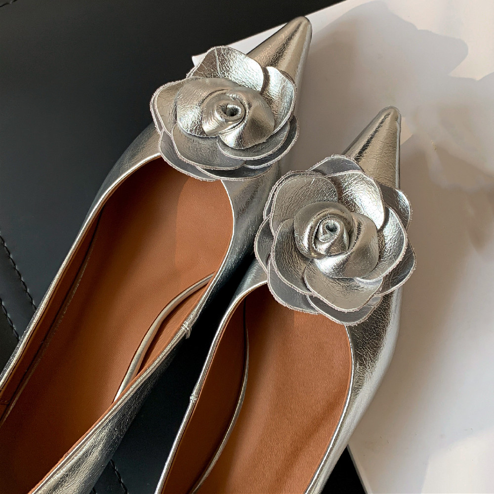 genuine Women's leather kitten pointed toe slip-on pumps elegant ladies low heel soft New comfortable daily dress shoes women 4d45