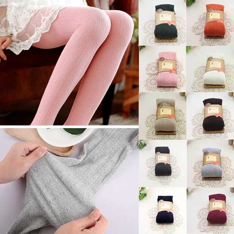 Autumn Winter Pantyhose Cotton Knitted Stretch Stockings Candy Color Women Warm Twist Striped Women Tights Footless TightsX240914