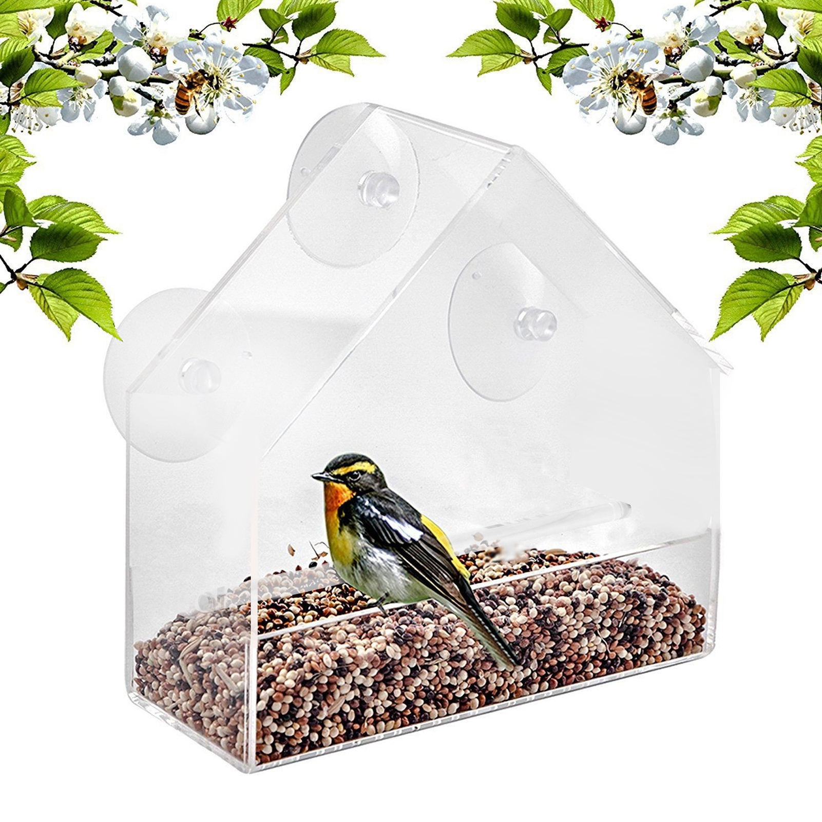 Indoor and Outdoor Hanging Bird Feeder, PS Transparent, Feeding Tool for Small Birds