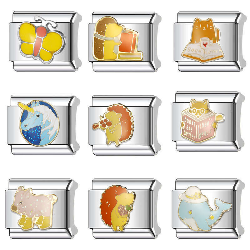 New Women's Gift butterfly Bead Italian Charms Links Bangle Beads Fit 9mm Stainless Steel Bracelet Making DIY For Women accessories Fashion Jewel