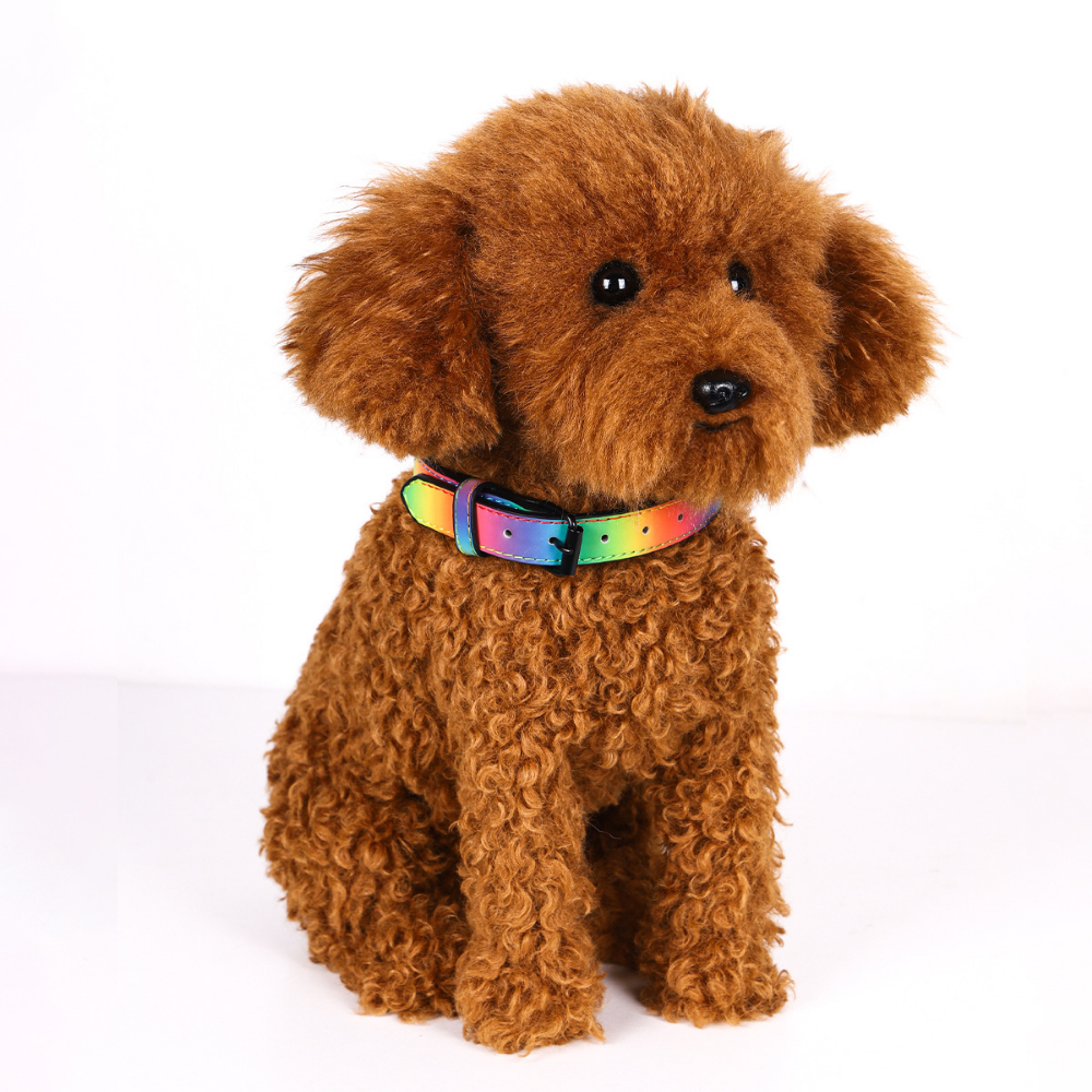 PU Dog Collar Night Reflective Colorful Pet Collars Double Layer Streak-proof Adjustable Dog Collar for Small Medium Large Dogs