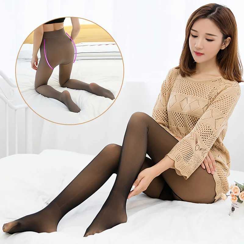Autumn Winter Warm Leggings Womens Pantyhose High Waist Elastic Thermal Pants Skin Effect Plush Stockings Fleece Lined TightsX240914