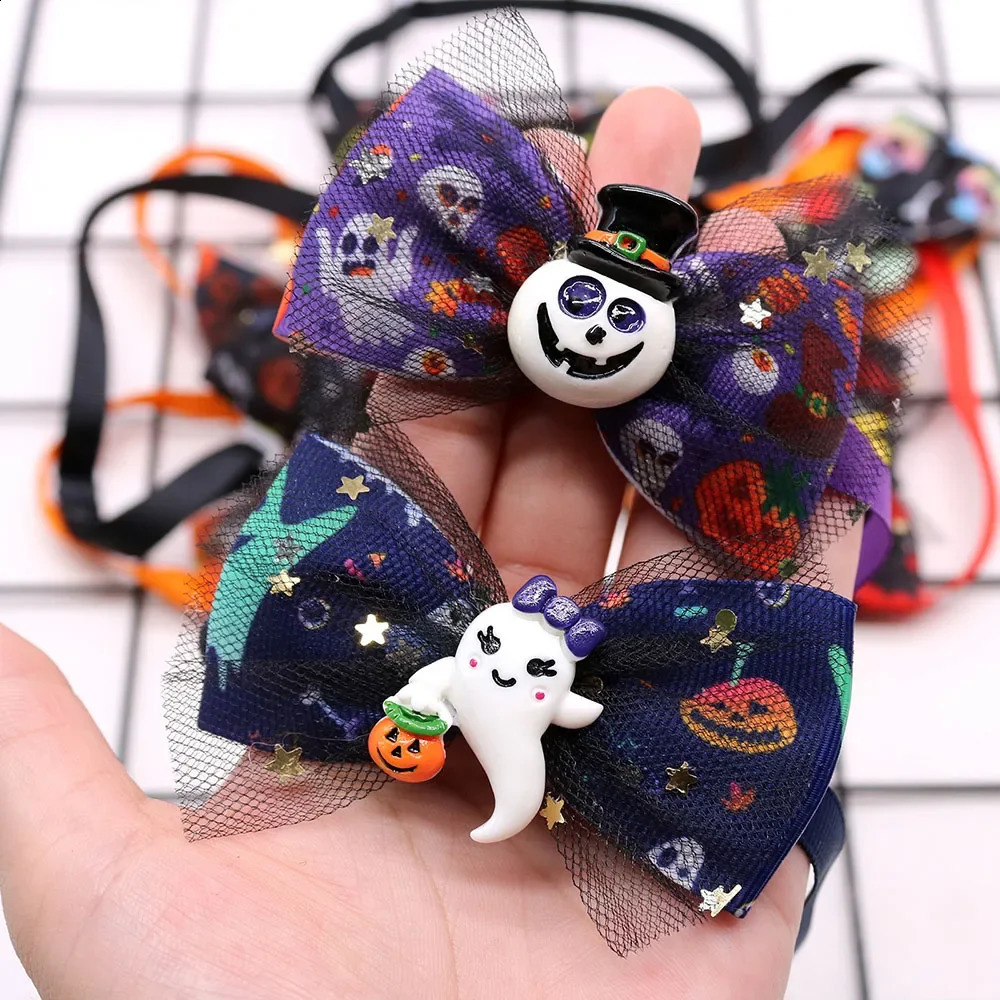 Halloween Dog Bow Tie Adjustable Skull Dog Cat Bow Collar Party Decoration Pet Dog Beauty Accessories 240914