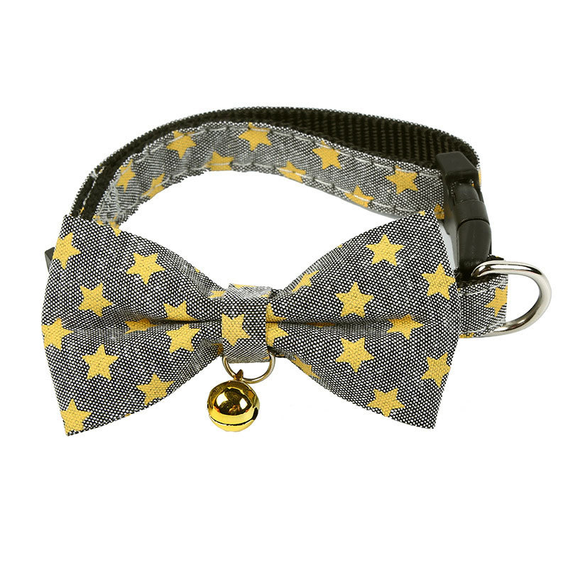 Cat Collar with Bow Pentagram Adjustable Dog Pet Collar Bell To Prevent Getting Lost for Cats and Puppies Pet Accessories Items