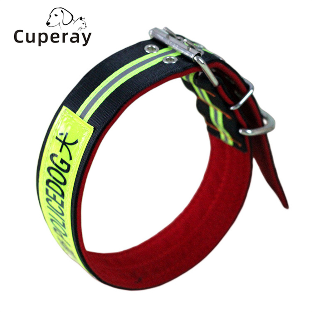 Large Dog Collar Reflective Double-row Buttonhole Heavy-duty Nylon Dog Collar with Metal D Buckle Comfortable and Wear-resistant