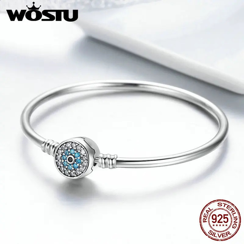 WOSTU 100% 925 Sterling Silver The Eye Of Samsara Bangle For Women Fit DIY Charm Bracelets Fashion Jewelry CQB012 240910