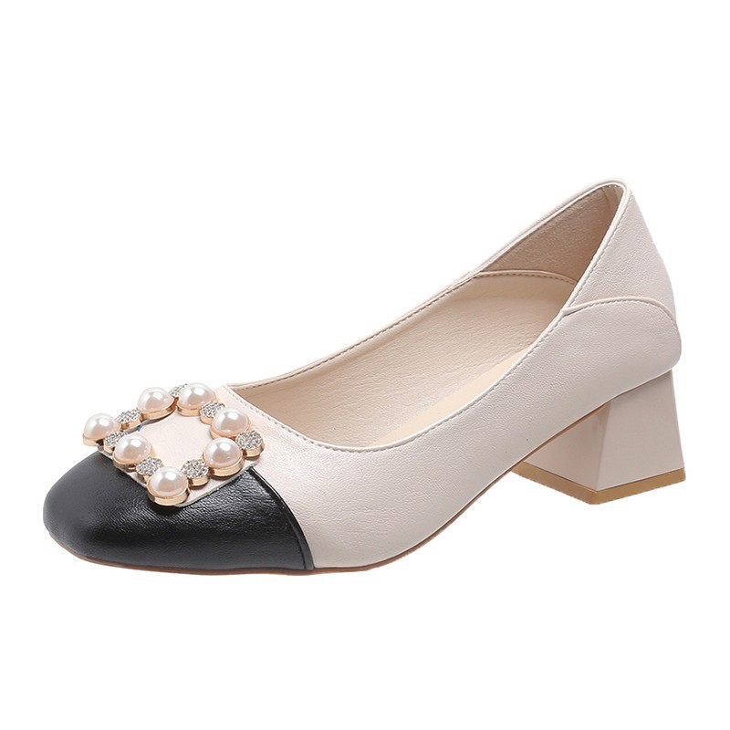 2025 new Heels Gold 2022 Slip On Women Shoes Orange Chunky Sandals Branded Pumps Footwear Round Toe Lace-Up Latest 3cm Slip-On White Spr 3305 -